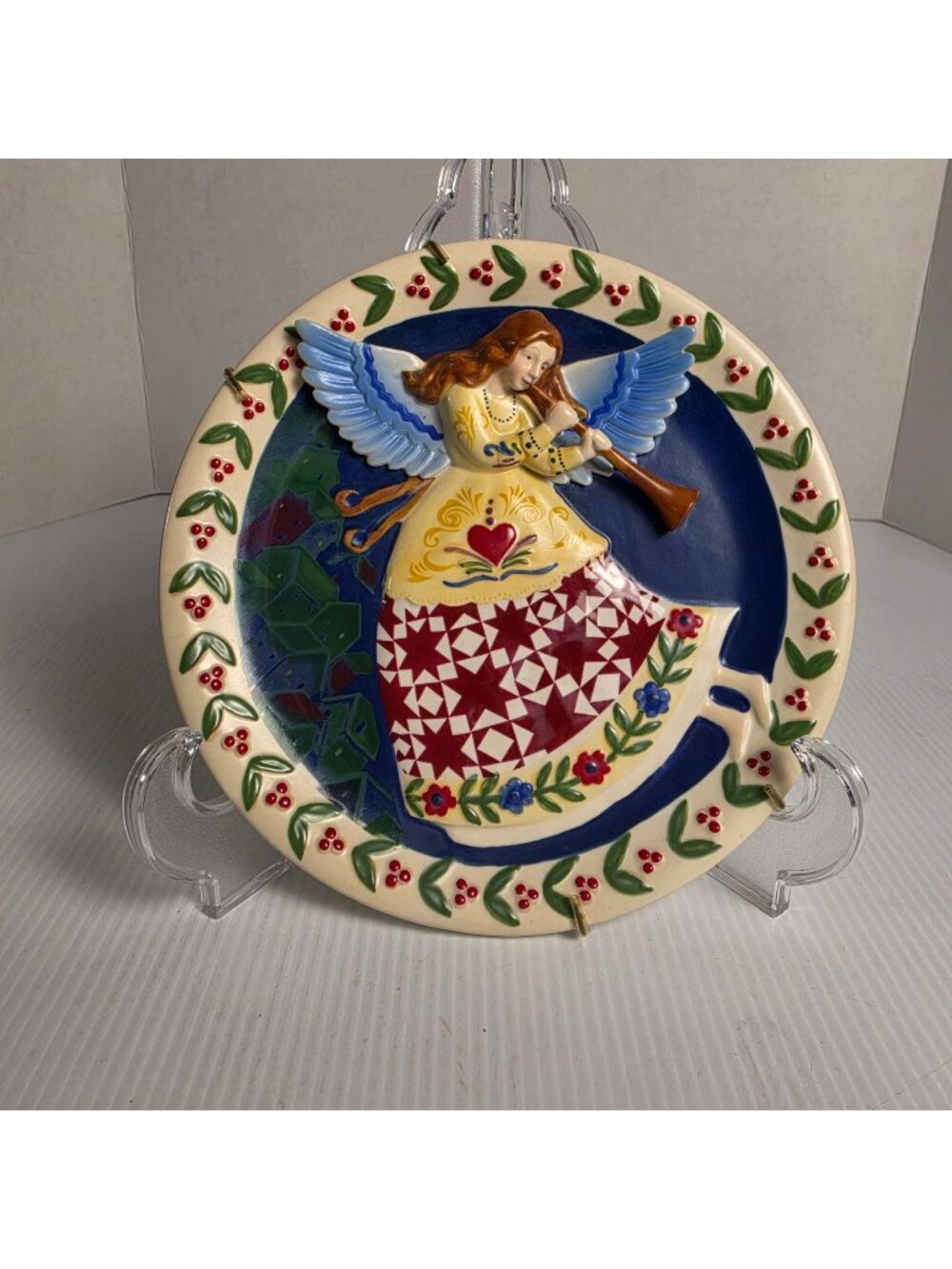 2004 HEARTWOOD CREEK BY JIM SHORE WINTER ANGEL 3D COLLECTORS PLATE W/HANGER